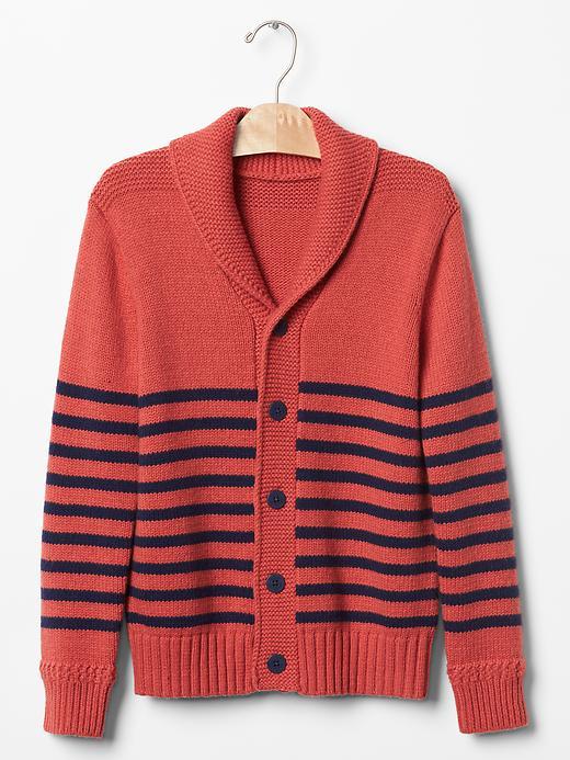 Gap Engineer Stripe Shawl Cardigan - Spiced Coral