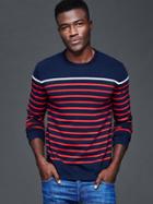 Gap Men Breton Stripe Long Sleeve T Shirt - Dark Night