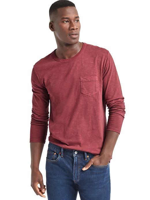 Gap Men Slub Jersey Long Sleeve Pocket Tee - Japanese Maple