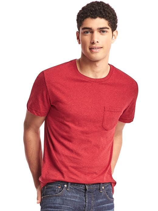 Gap Men Crewneck Pocket Tee - Red Heather
