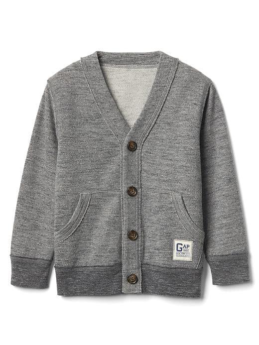 Gap V Neck Terry Cardigan - Grey Heather