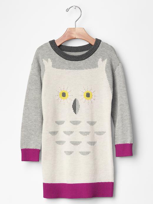 Gap Contrast Intarsia Sweater Dress - Light Heather Gray