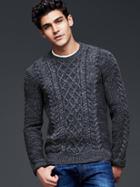 Gap Men Marled Cable Knit Sweater - Navy