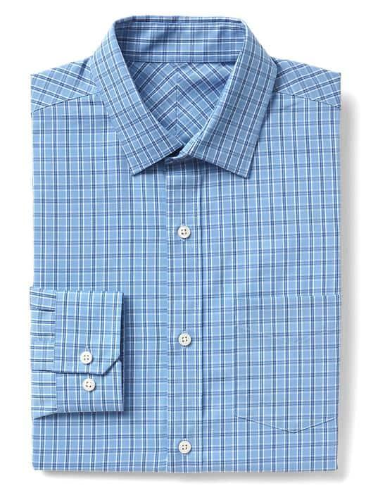 Gap Men Wrinkle Resistant Plaid Standard Fit Shirt - Union Blue