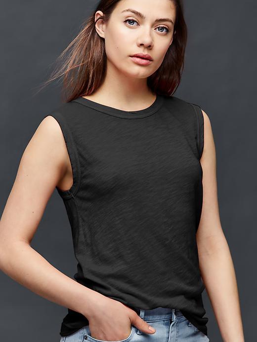 Gap Distressed Muscle Tank - True Black
