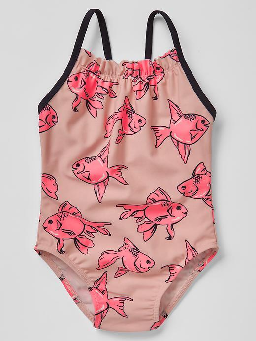 Gap Print Swim One Piece - Natural Fish