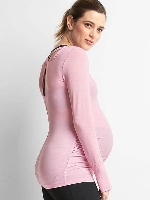 Gap Gapfit Breathe Long Sleeve Crossback Top - Primrose Pink