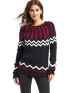 Gap Women Intarsia Pattern Crewneck Sweater - Dark Night