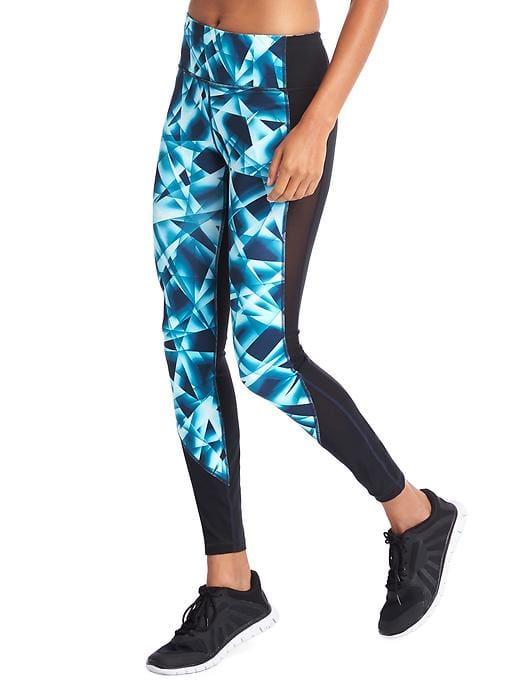 Gap Women Gapfit Blackout Technology Gfast Mesh Panel Leggings - Web Gradient Print Blue