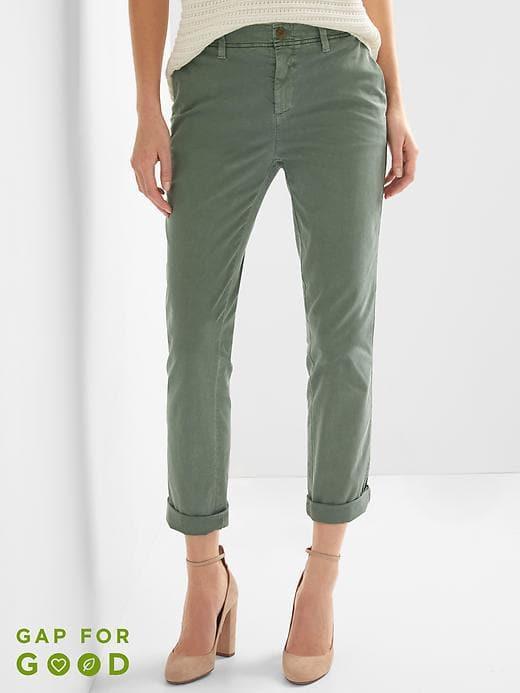 Gap Girlfriend Twill Stripe Chinos - Cucumber Peel