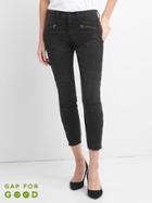 Gap Women Mid Rise Moto True Skinny Ankle Jeans - Washed Black
