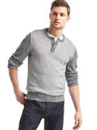 Gap Men Merino Wool Blend Two Tone Henley - Grey