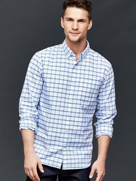 Gap Men Windowpane Oxford Shirt - Blue