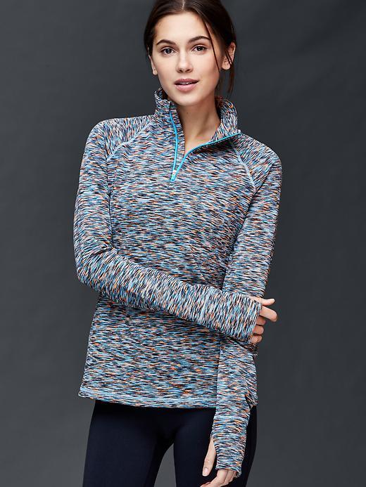 Gap Women Revolution Spacedye Half Zip - Turq Blue Multi Str