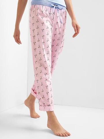 Gap Women Poplin Print Sleep Pants - Martini Cocktail Pink