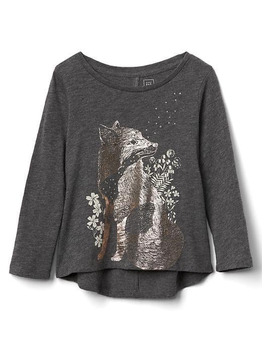 Gap Embellished Graphic Hi Lo Tee - Heather Grey