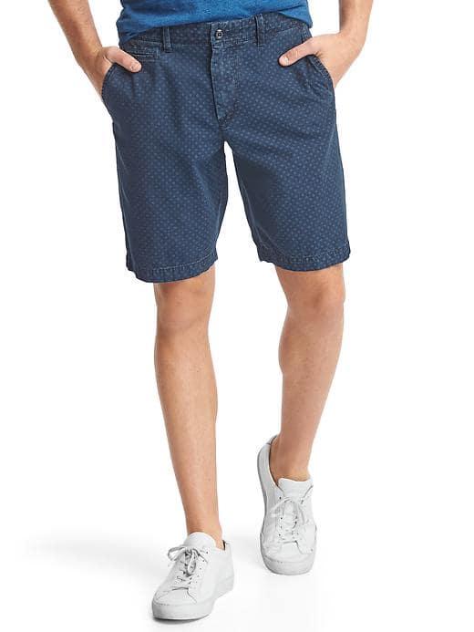 Gap Men Dot Vintage Wash Khakis Stretch 10&#34 Shorts - Dark Indigo