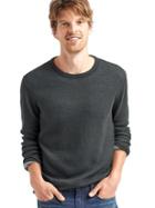 Gap Men Waffle Knit Crew Sweatshirt - Moonless Night