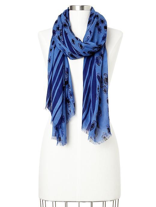 Gap Mixed Animal Print Scarf - Neon Medium Blue