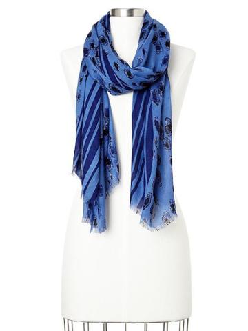 Gap Mixed Animal Print Scarf - Neon Medium Blue