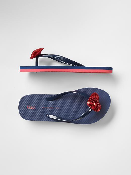 Gap Embellished Heart Flip Flops - Blue Galaxy