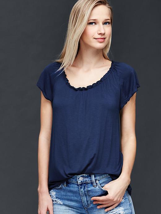 Gap Shirred Short Sleeve Top - Comet Blue