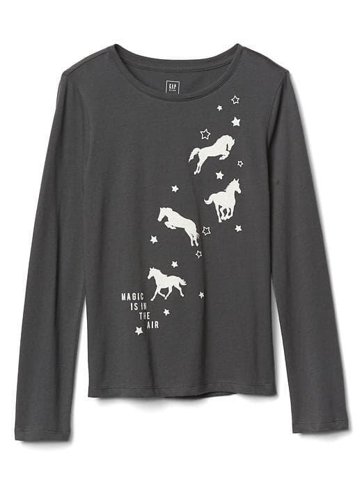 Gap Embellished Graphic Long Sleeve Tee - Cast Iron
