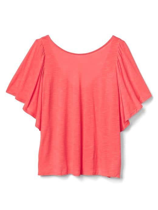 Gap Women Flutter Ruffle Top - Fresh Coral