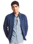 Gap Men Cozy Mockneck Shaker Cardigan - Indigo Marl