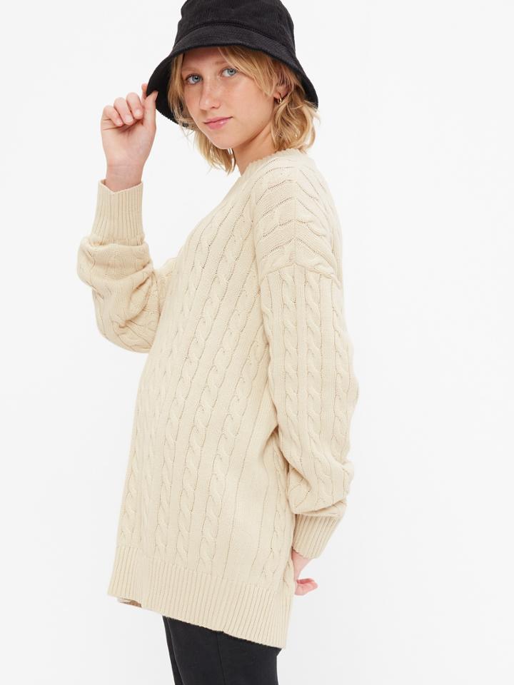 Teen 100% Organic Cotton Oversized Cable-knit Sweater