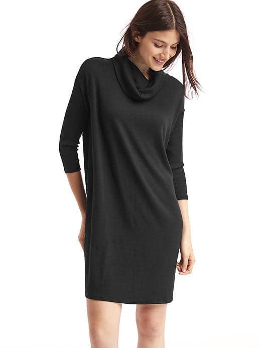 Gap Women Cowl Neck Knee Length Shift Dress - True Black