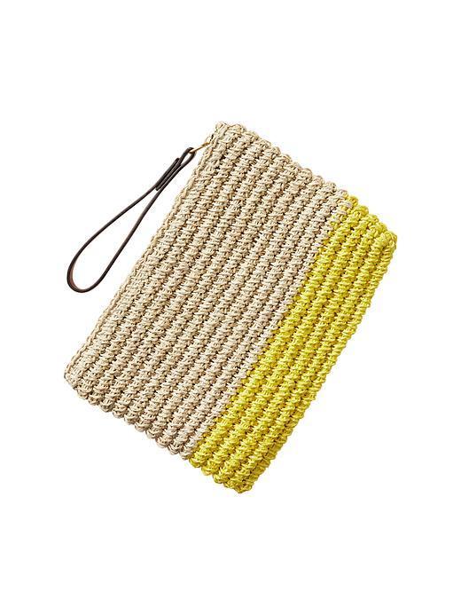 Gap Colorblock Straw Clutch - Bright Neon Yellow