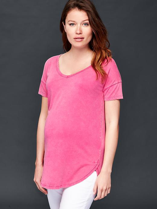 Gap Vintage Wash V Neck Tee - Royal Fuchsia