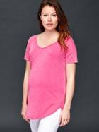 Gap Vintage Wash V Neck Tee - Royal Fuchsia
