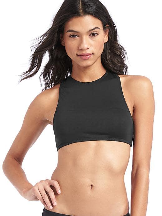 Gap Women High Neck Criss Cross Bikini Top - True Black
