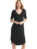 Gap Women Softspun Knit V Neck Midi Dress - True Black