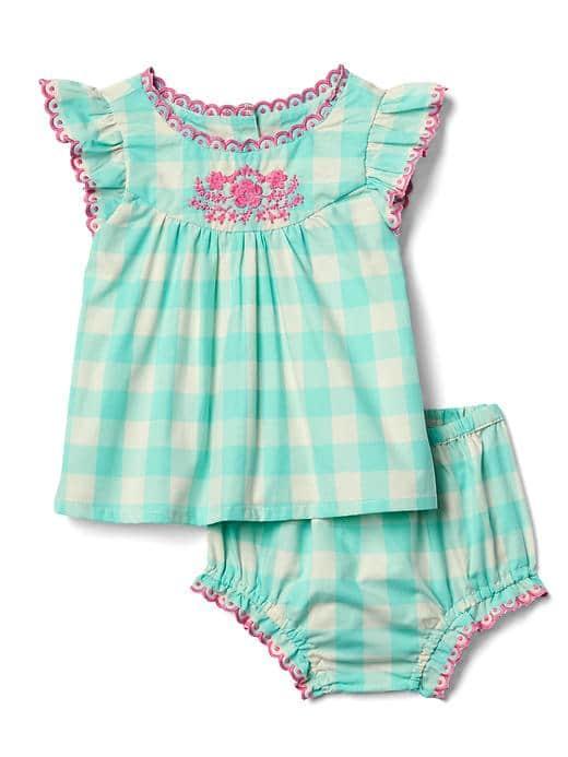 Gap Gingham Flutter Top And Short Set - Aqua Tide