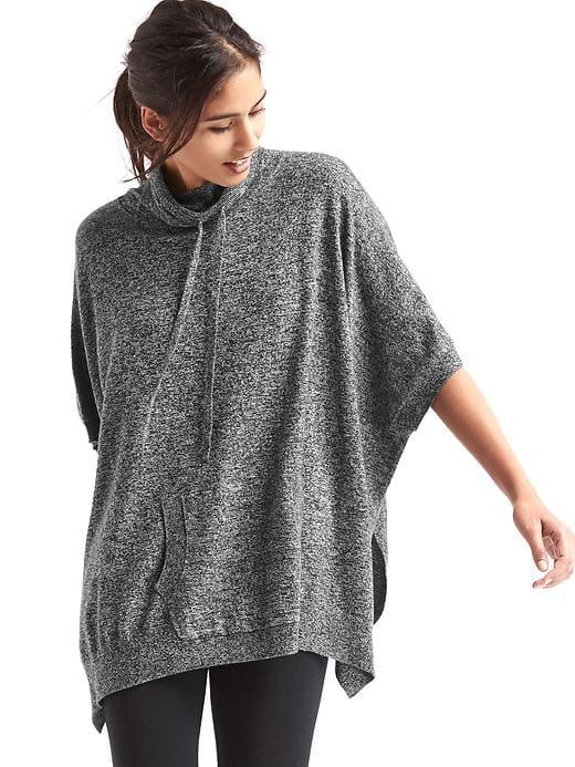 Gap Women Pure Body Mockneck Poncho - Marled Black