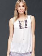 Gap Women Embroidered Woven Tank - White