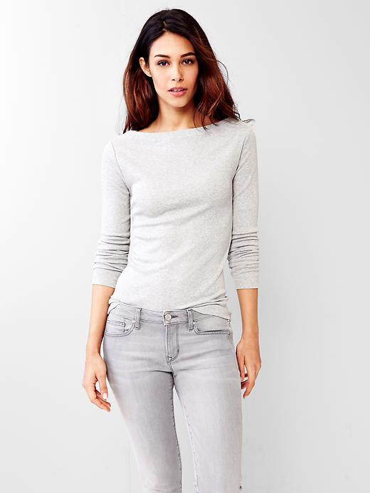 Gap Women New Modern Boatneck Tee - Heather Grey