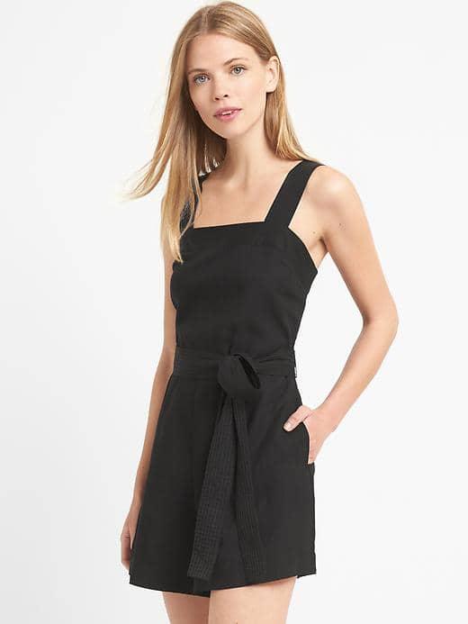 Gap Women Tencel Tie Belt Romper - True Black