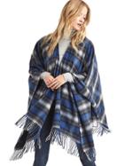 Gap Women + Pendleton Fringe Poncho - Blue Plaid