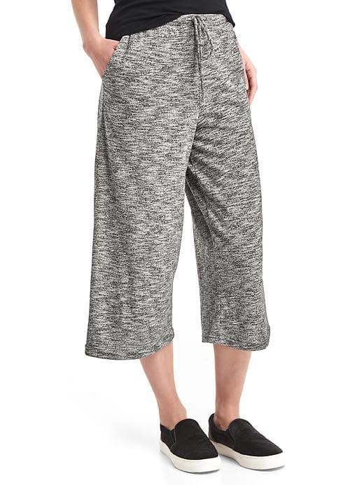 Gap Women Wide Leg Crop Slub Jersey Pants - Marled Heather Grey