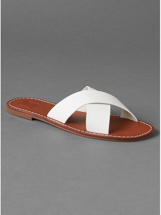 Gap Women Cross Strap Slides - New Off White