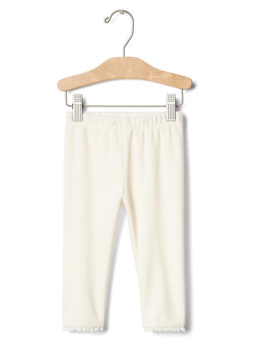 Gap Lace Trim Velour Leggings - Ivory Frost