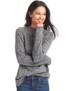 Gap Women Merino Wool Blend Mock Neck Sweater - Black & White Marled