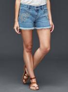 Gap Women Authentic 1969 Best Girlfriend Embroidered Daisy Shorts - Medium Indigo