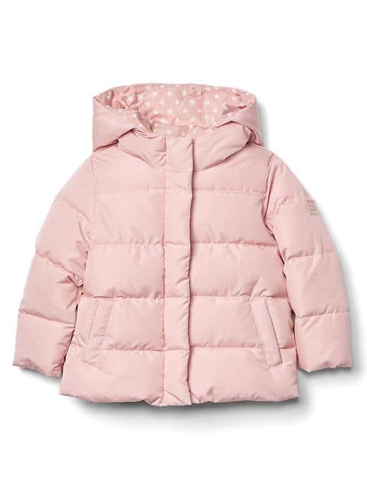 Gap Heart Puffer Hoodie - Babe Pink