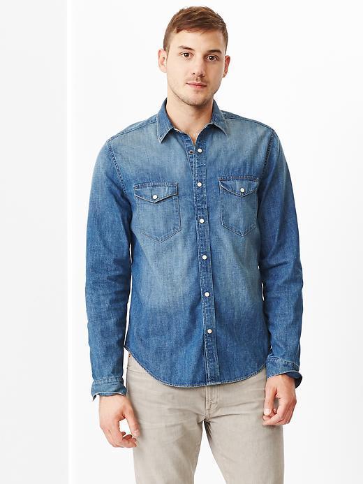 Gap 1969 Western Chambray Shirt - Medium Indigo