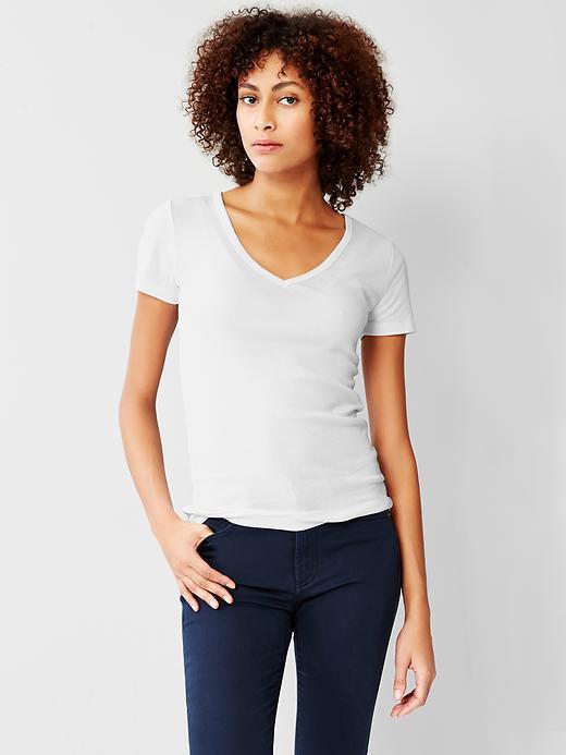 Gap Women New Modern V Neck Tee - White